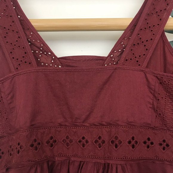 Country Road Maroon Broderie Lace Top Blouse XXS - Picture 9 of 12